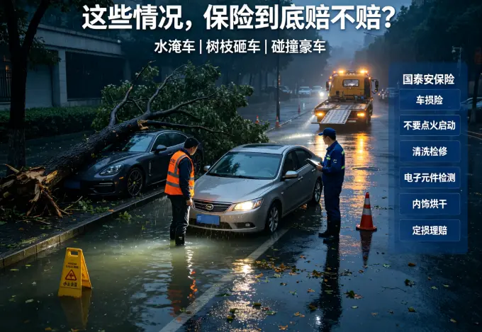 车被水淹、被树枝砸、撞了豪车,这些情况保险到底赔不赔?(图1) 车被水淹、被树枝砸、撞了豪车,这些情况保险到底赔不赔?(图1)